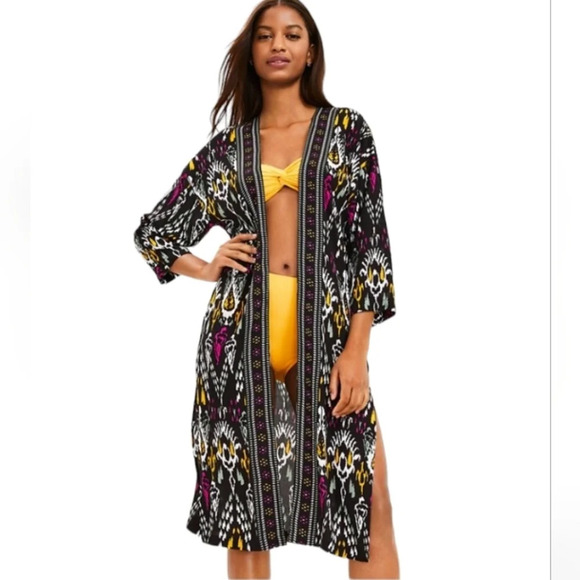 Loft Women's Long Line Ikat Print Kimono/ Topper Size XS / Small - Picture 1 of 9